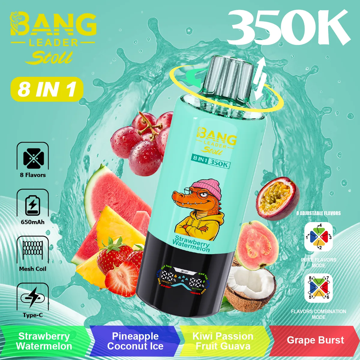 Bang Leader 350K 8-in-1 使い捨てベイプ
