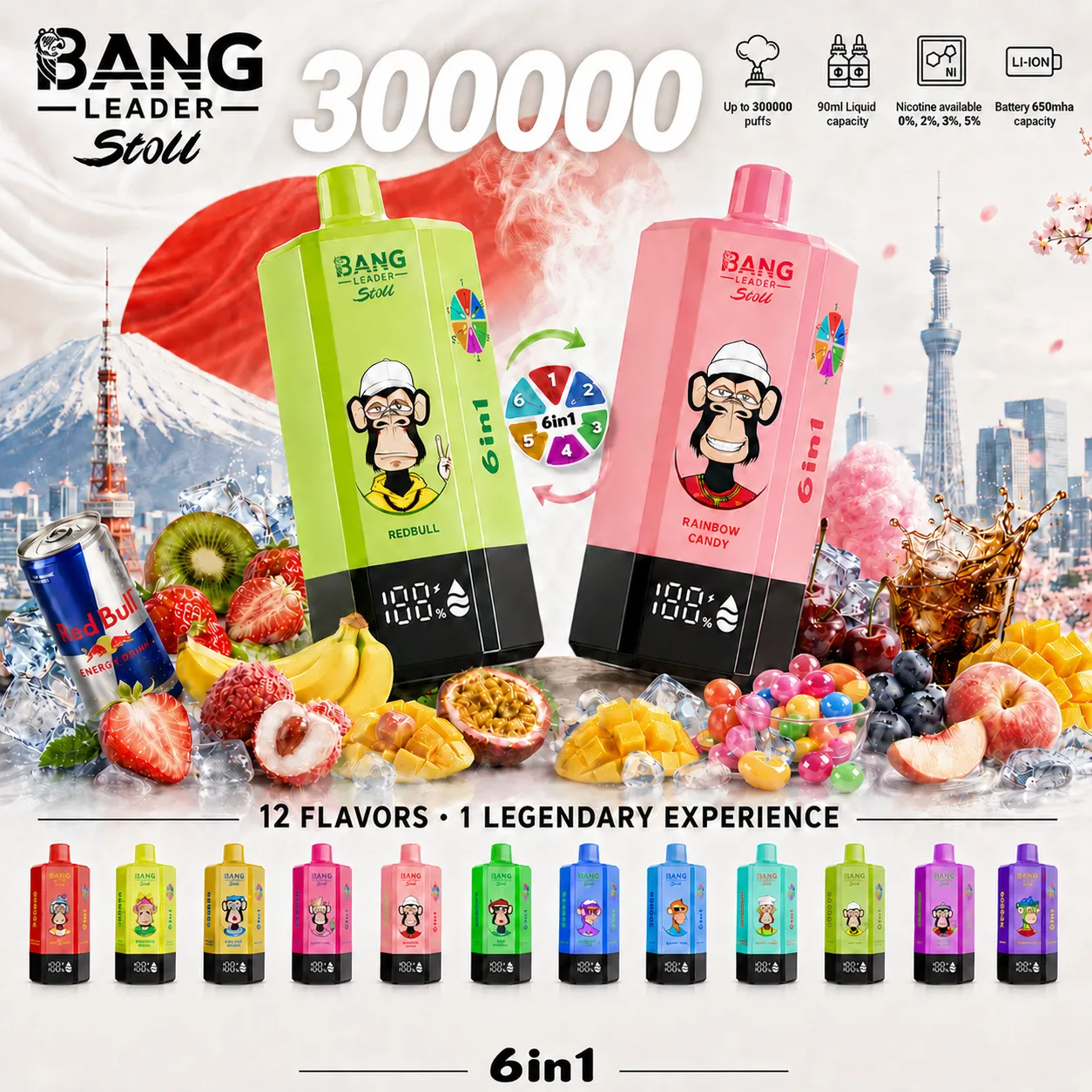 Bang Leader Stoll 300K 6-in-1 使い捨てベイプ 本体 - VapeJP Shop