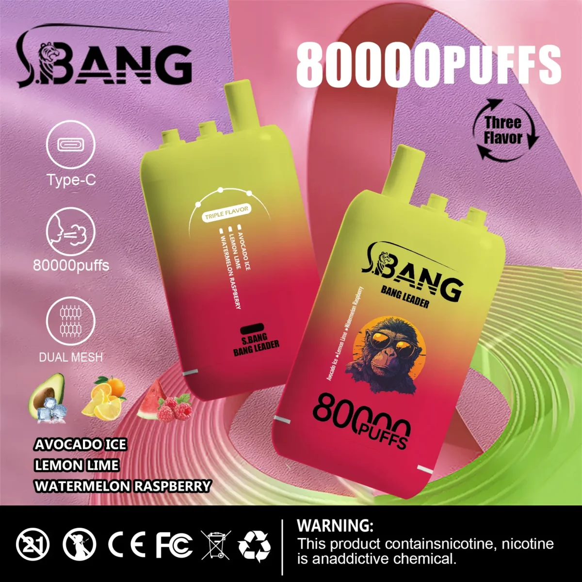 Bang Leader 80K 3-in-1 Bang Leader 80K 3-in-1 液晶ディスプレイ 残量表示 使い捨てベイプ