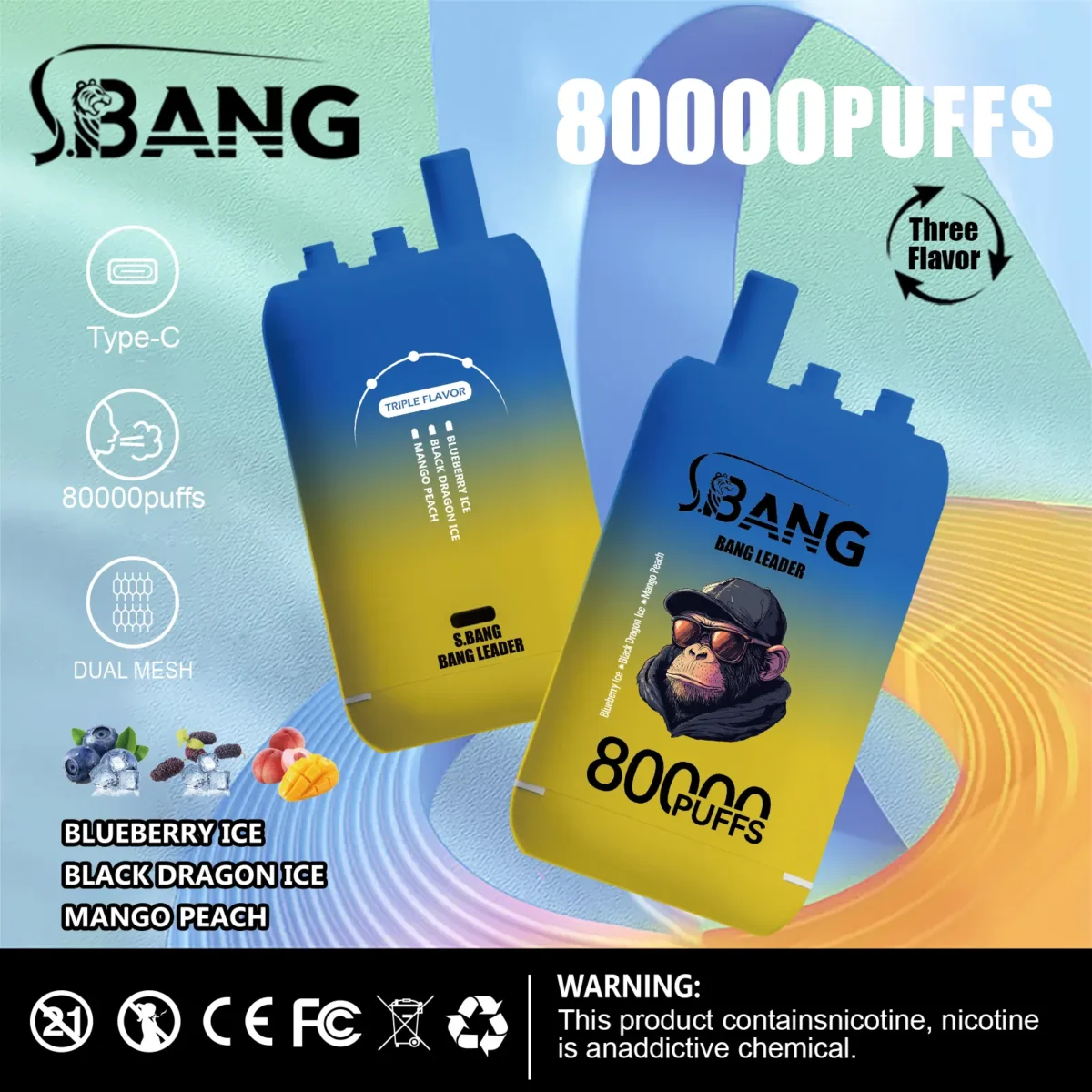 Bang Leader 80K 3-in-1 Bang Leader 80K 3-in-1 スイカアイス フレーバー 使い捨てベイプ